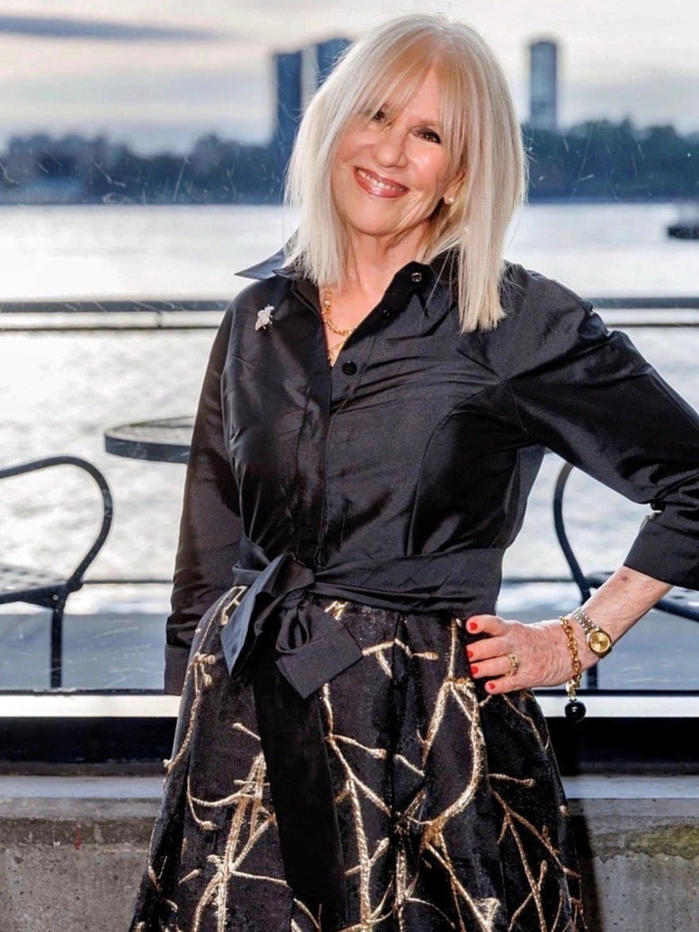 Teri Jon Black Abstract Print Midi Dress